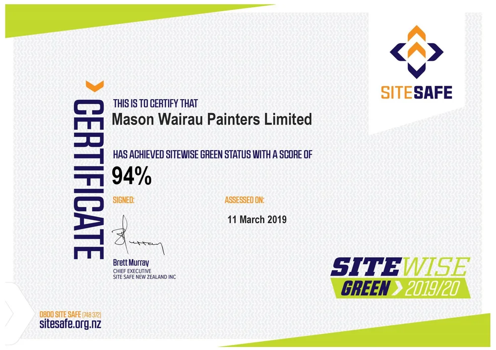 SiteWise Green &mdash; Workplace Safety certificate